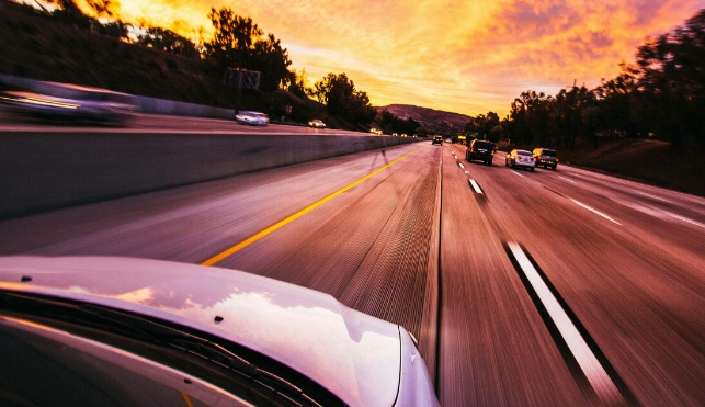 Sunset view of an American highway